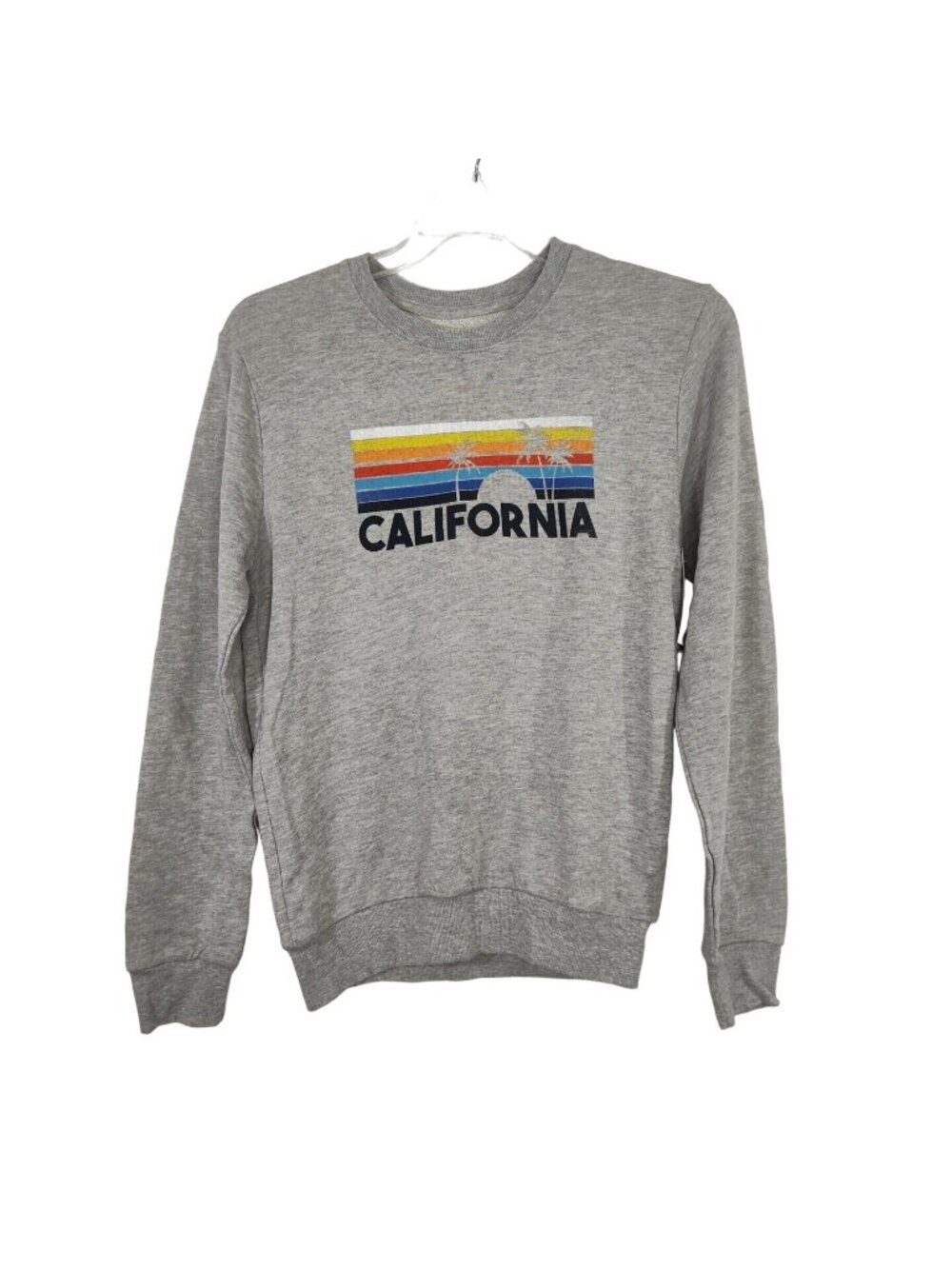 Unisex Grey California Graphic Crewneck Sweatshirt Men Women Size XS Long Sleeve